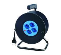 Techly 300149 Avvolgicavo 4 Prese bipasso/schuko 25 mt Nero