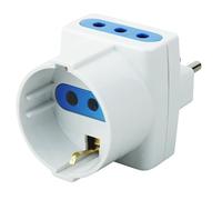 Techly Adattatore Triplo Schuko 300255 – Spina 2P+T e Prese 2P+T 10A Bianco