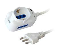 Techly 300286 Multipresa 2 Posti Italiana Bipasso / 1 Schuko Bianco