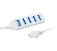 Techly 300316 Multipresa 5 Posti Italiana Bipasso Bianco