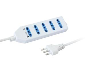 Techly 300316 Multipresa 5 Posti Italiana Bipasso Bianco