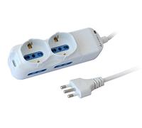 Techly Multipresa 4 posti Italiana Bipasso 2 Schuko Bianco
