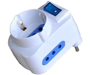 Techly 301023 Adattatore con Spina 10A 2 Prese 10A e 1 Schuko Bianco