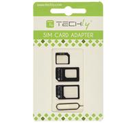 Techly 301535 Adattatore Scheda SIM (4 in 1) Nano-SIM, Micro-SIM e SIM Nero Nero