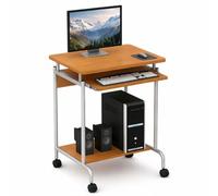 Techly 305694 Scrivania Mobile Compact per Computer Ripiano Tastiera Scorrevole Faggio