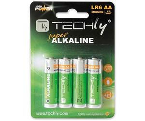 Techly 306974 Blister 4 Batterie High Power Stilo AA Alcaline LR06 1,5V