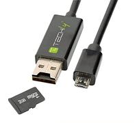 Cavo USB OTG Micro B / USB A con Lettore Micro SD/SDHC 26cm Nero