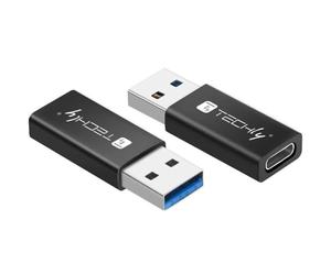 Techly 361414 Adattatore Convertitore USB 3.2 USB A Maschio a USB-C™ Femmina Nero Nero