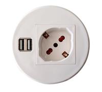 Techly 361704 Presa da Scrivania ad Incasso con 2 Prese USB Bianco