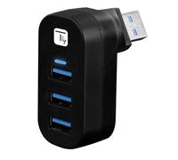 Techly Mini Hub Rotante con 3 Porte USB 3.0 Nero