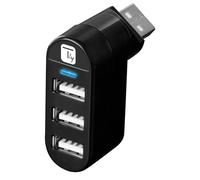 Techly Mini Hub USB 361773 – Rotante con 3 porte USB 2.0 – Nero