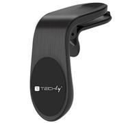 Techly 362701 Supporto Magnetico da Auto per Smartphone con Due Placche Metalliche Universali Nero