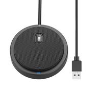 Techly 362725 Microfono USB Omnidirezionale da Conferenza con Tasto Muto Nero