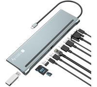 Techly Docking Station 12 in 1 USB-C™ Hub VGA HDMI DP RJ45 con Lettore Mic