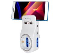 Techly Multipresa 3 Posti e 2 Porte USB con Supporto per Smartphone e Luce Nottu