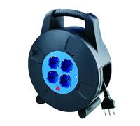 Techly 366129 Prolunga Alimentazione Avvolgicavo 4 Prese bipasso/Schuko 10m Protezione Termica Nero/Azzurro