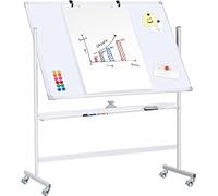 Techly Lavagna Magnetica Bifacciale 90x120 cm con Ruote e Mensola per Pennarelli