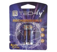 Techly 366655 Blister 2 Batterie Ricaricabili Mini Stilo HR03 AAA 1000 mAh
