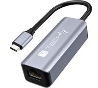 Techly 366938 Adattatore Convertitore USB-C™ 3.2 a RJ45 Gigabit Nero/Argento