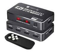 Techly 367188 Switch HDMI 2.0b 5in 1out 4K HDR HDCP2.2 con Telecomando Nero
