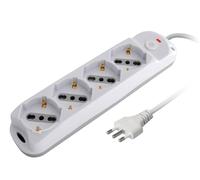 Techly Presa multipla 367195 4 posti Italiana bipasso/Schuko Spina 10A Bianco/Grigio