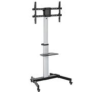 Techly 367584 Supporto a Pavimento con Mensola Trolley TV LCD/LED 37-86" Nero/Argento