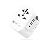 Techly 367782 Adattatore da Viaggio Universale 150 Paesi 2 Porte USB-A e 1 Porta USB-C™ Bianco Bianco