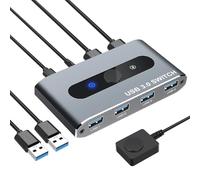 Techly 367980 Switch USB 3.0 per 2 PC in 4 out Silver