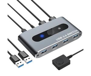 Techly 367980 Switch USB 3.0 per 2 PC in 4 out Silver