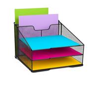 Techly 368062 Organizer da Scrivania a 3 Vassoi e 2 Sezioni Verticali Nero