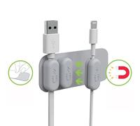 Techly 368277 Organizzatore di Cavi Magnetico a Quattro Fermacavi con Base Grigio