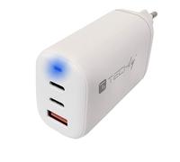 Techly Caricatore da muro 368727 - 2 porte USB-C e 1 USB-A 65W - Bianco