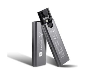 Techly 369113 Box Esterno USB-C™ USB3.2 Gen2 NVMe/SATA M.2 SSD Grigio