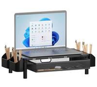TECHLY - Supporto Per Monitor Ergonomico Regolabile A 3 Altezze Con Cassetto E Portaoggetti
