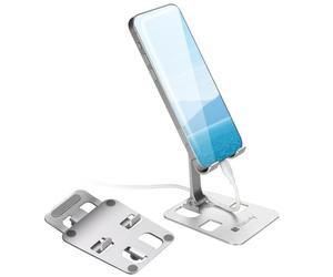 Techly 369427 Supporto Universale Porta Smartphone e Tablet Regolabile e Pieghevole Silver