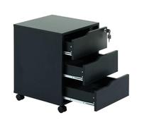Techly Cassettiera a Tre Cassetti con Ruote per Scrivania Nero