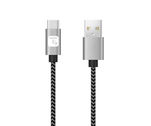 Techly 369991 Cavo USB A Maschio 2.0 / USB-C™ Maschio 3A 1 m Alluminio Nero/Grigio
