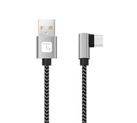 Techly 620041 Cavo USB A Maschio 2.0 / USB-C™ Maschio Angolato 3A 0,5 m Alluminio Nero/Grigio