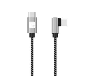 Techly 620089 Cavo USB-C™ Maschio 2.0 / USB-C™ Maschio Angolato 3A 1 m Alluminio Nero/Grigio