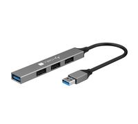 Techly 620720 Hub USB-A 3.2 a 4 Porte USB-A Slim in Metallo Grigio