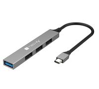 Techly 620737 Hub USB-C™ 3.2 a 4 Porte USB-A Slim in Metallo Grigio