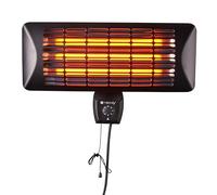 Techly 620782 Stufetta da Parete al Quarzo per Interno Esterno IP24 2400W Nero
