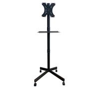 TECHLY 621819 Supporto a Pavimento per TV con Mensola e Base Compatta Salva Spazio Nero