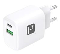 Techly 621895 Caricatore Alimentatore GaN USB-C™ 20W e USB-A 18W da Muro Bianco