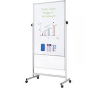 Techly 622045 Lavagna Magnetica Bifacciale 80x120cm con Ruote e Altezza Regolabile