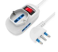 Techly 622311 Presa Multipla a 2 Posti 10/16A Bipasso e 1 10/16A Bipasso Schuko con Interruttore Bianco