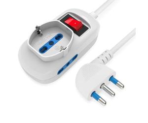 Techly 622311 Presa Multipla a 2 Posti 10/16A Bipasso e 1 10/16A Bipasso Schuko con Interruttore Bianco