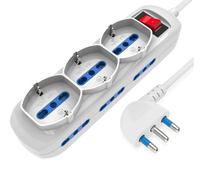 Techly 622335 Presa Multipla a 6 Posti 10/16A Bipasso e 3 10/16A Bipasso Schuko con Interruttore Bianco