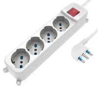 Techly 622359 Multipresa 4 Posti Italiana Bipasso/Schuko con Spina 16A angolata Bianco