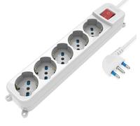 Techly 622366 Multipresa 5 Posti Italiana Bipasso/Schuko con Spina 16A angolata Bianco